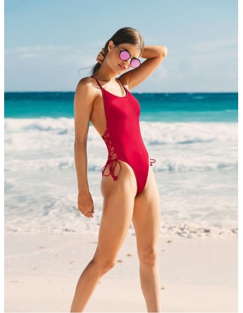 Купальник монокіні Victoria's Secret Red Ribbed One-piece