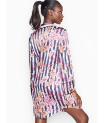 Ночная рубашка Victoria’s Secret Satin Slip Blue Stripes Floral print