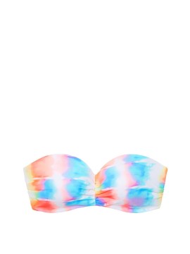 Купальник бандо Victoria's Secret PINK RUCHED FRONT BANDEAU Push-up Neon Sky