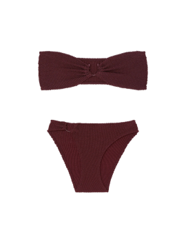 Купальник Crinkle Ring Bandeau Strapless Bikini Top Burgundy Brown