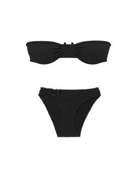 Купальник Crinkle Ring Bandeau Strapless Bikini Top Black