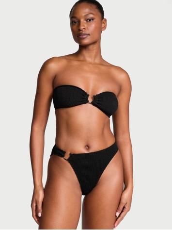 Купальник Crinkle Ring Bandeau Strapless Bikini Top Black