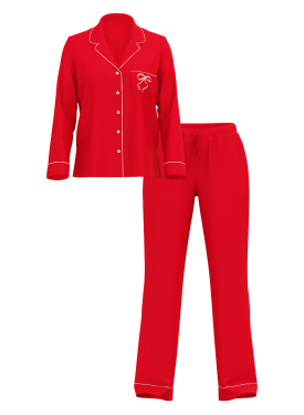 Піжама Modal Long Pajama Set Lipstick Bows