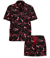 Піжама Satin Short Pajama Set Black Script