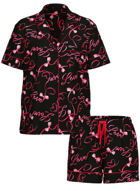 Піжама Satin Short Pajama Set Black Script