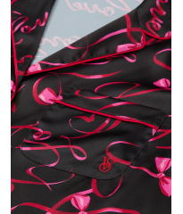 Піжама Satin Short Pajama Set Black Script