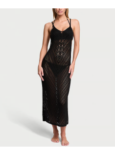 Пляжная туника Beachwear Crochet Cover-Up Dress Black