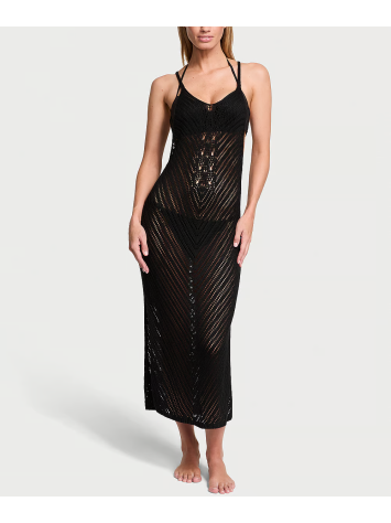 Пляжная туника Beachwear Crochet Cover-Up Dress Black
