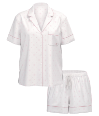 Піжама Glazed Satin Short Pajama Set White Print