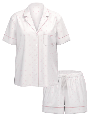 Піжама Glazed Satin Short Pajama Set White Print