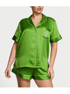 Піжама Glazed Satin Short Pajama Set Green