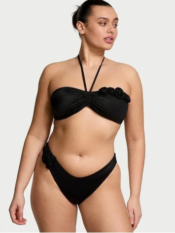 Купальник бандо Push-up Bandeu Set Black Rosette