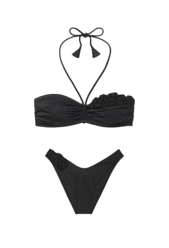 Купальник бандо Push-up Bandeu Set Black Rosette