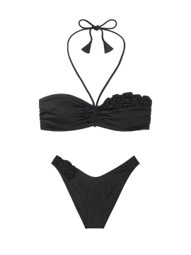 Купальник бандо Push-up Bandeu Set Black Rosette