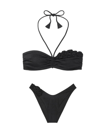 Купальник бандо Push-up Bandeu Set Black Rosette