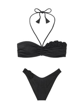 Купальник бандо Push-up Bandeu Set Black Rosette