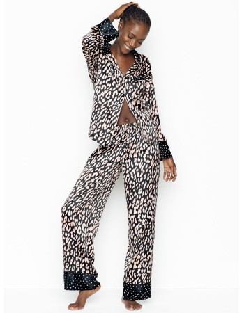 Сатинова піжама Victoria's Secret The Satin Long PJ Set Animal print