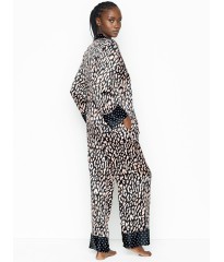 Сатинова піжама Victoria's Secret The Satin Long PJ Set Animal print