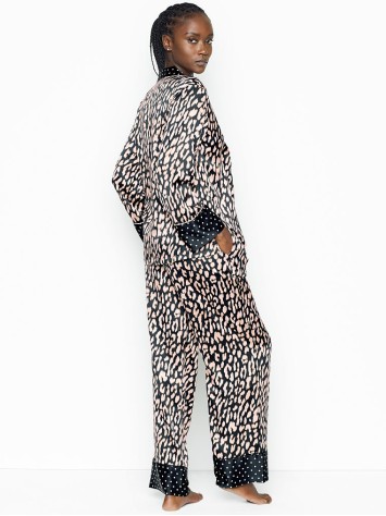 Сатинова піжама Victoria's Secret The Satin Long PJ Set Animal print