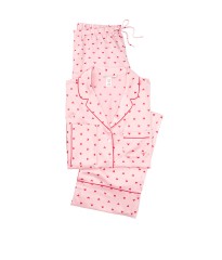 Пижама Victoria’s Secret Satin Long PJ Set Pink With Red Hearts