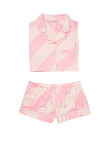 Піжама рожева в смужку Victoria's Secret The Satin Short