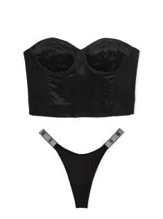 Комплект белья Shine Logo Satin Strapless Corset Bra Set Black