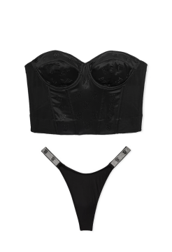 Комплект білизни Shine Logo Satin Strapless Corset Bra Set Black