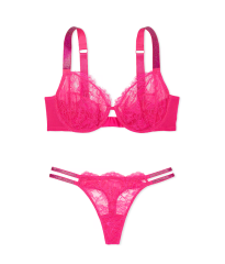 Комплект білизни The Fabulous by Victoria's Secret Full-Cup Shine Strap Lace Bra Set Hot Pink