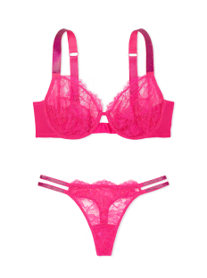 Комплект білизни The Fabulous by Victoria's Secret Full-Cup Shine Strap Lace Bra Set Hot Pink