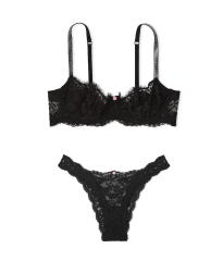 Комплект білизни Wicked Twinkle Strap Unlined Lace Balconette Bra Set Black