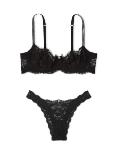 Комплект білизни Wicked Twinkle Strap Unlined Lace Balconette Bra Set Black