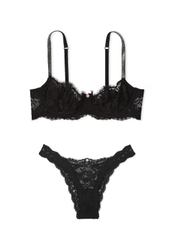 Комплект білизни Wicked Twinkle Strap Unlined Lace Balconette Bra Set Black