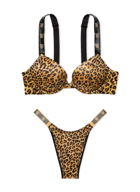 Комплект белья Shine Strap Push-Up Bra Set Leopard