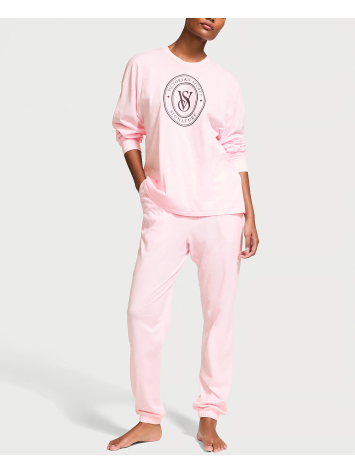 Піжама Cotton Long Pajama Set Heather Pink Petal