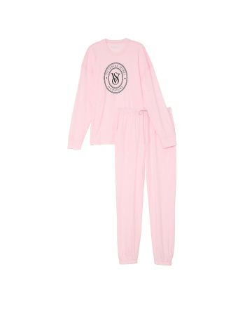 Піжама Cotton Long Pajama Set Heather Pink Petal