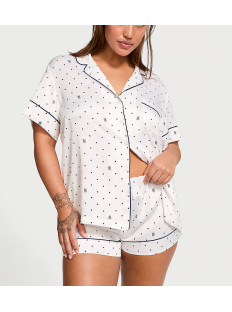 Пижама Satin Short Pajama Set Coconut White Dots