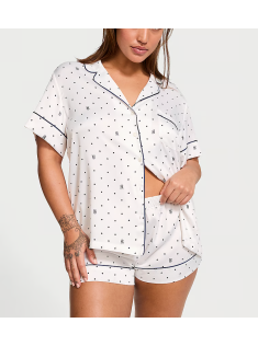 Піжама Satin Short Pajama Set Coconut White Dots