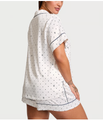 Пижама Satin Short Pajama Set Coconut White Dots