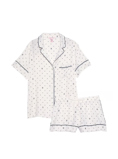 Піжама Satin Short Pajama Set Coconut White Dots