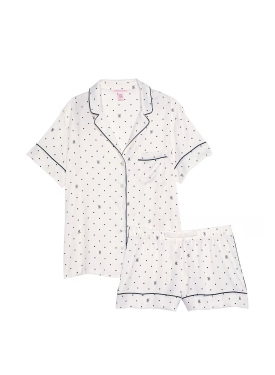 Пижама Satin Short Pajama Set Coconut White Dots