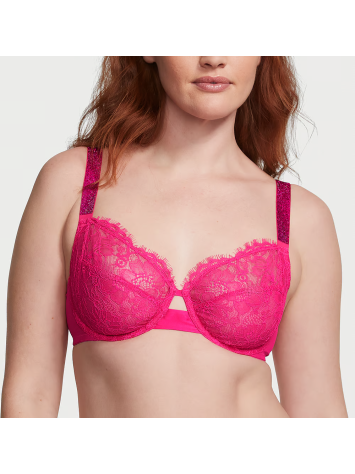 Бюстгальтер The Fabulous by Victoria's Secret Full-Cup Shine Strap Lace Bra Hot Pink