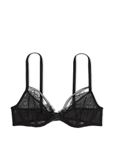 Бюстгальтер  Shine Strappy Unlined Lace Low-Cut Demi Bra Black