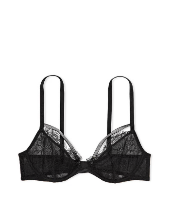 Бюстгальтер Shine Strappy Unlined Lace Low-Cut Demi Bra Black