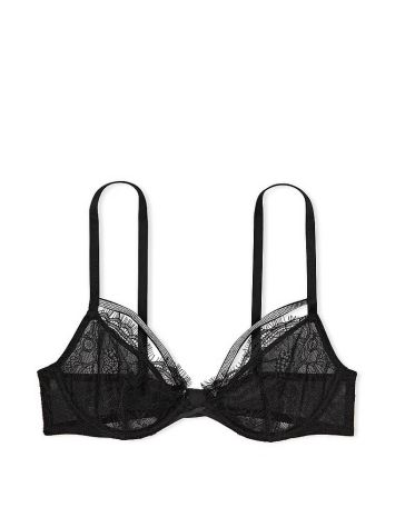 Бюстгальтер  Shine Strappy Unlined Lace Low-Cut Demi Bra Black