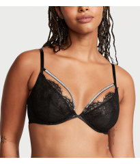 Бюстгальтер Shine Strappy Unlined Lace Low-Cut Demi Bra Black