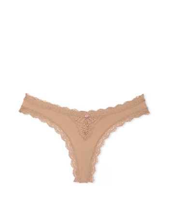 Трусики Lace-Trim Thong Panty Praline