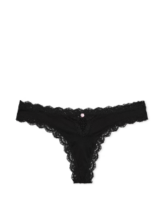 Трусики Lace-Trim Thong Panty Black