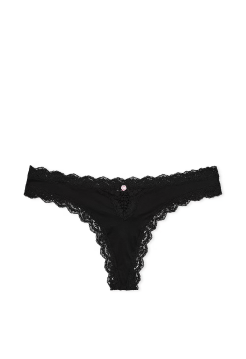 Трусики Lace-Trim Thong Panty Black