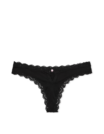 Трусики Lace-Trim Thong Panty Black