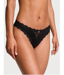 Трусики Lace-Trim Thong Panty Black